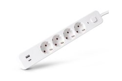 Entac Steckdosenleiste 4fach 1x USB-A & 1 USB-C, 1,5m...