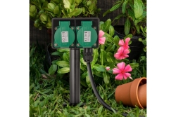 Entac Gartensteckdose mit Erdspieß IP44 2fach 5m