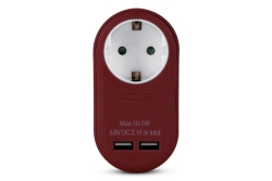 Entac Steckdosenadapter + 2x USB-A burgundy