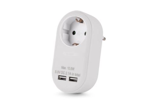 Entac Steckdosenadapter + 2x USB-A weiß