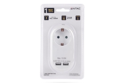 Entac Steckdosenadapter + 2x USB-A weiß