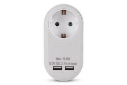 Entac Steckdosenadapter + 2x USB-A weiß