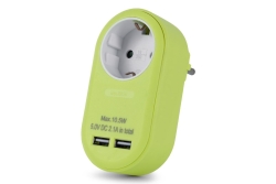 Entac Steckdosenadapter + 2x USB-A lime