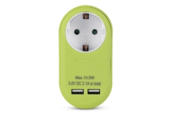 Entac Steckdosenadapter + 2x USB-A lime