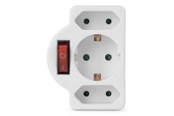 Entac Steckdosenadapter 2x Euro 1x Schukon Schalter weiß