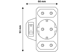 Entac Steckdosenadapter 2x Euro 1x Schukon Schalter weiß