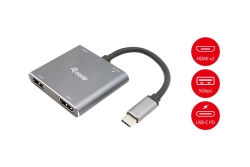 Equip Adapter USB-C->2xHDMI,3.2Gen1 100W PD,USB-C MST Adapte