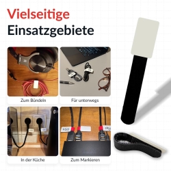LTC Klettkabelbinderlabel Set wiederverwendbar, schwarz,10er