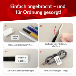 LTC Klettkabelbinderlabel Set wiederverwendbar, schwarz,10er
