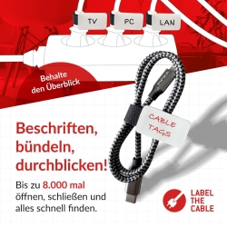 LTC Klettkabelbinderlabel Set wiederverwendbar, schwarz,10er