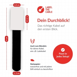 LTC Klettkabelbinderlabel Set wiederverwendbar, schwarz,30er