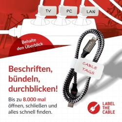 LTC Klettkabelbinderlabel Set wiederverwendbar, weiß,10er