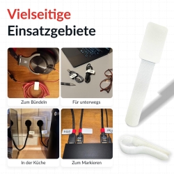 LTC Klettkabelbinderlabel Set wiederverwendbar, weiß,10er