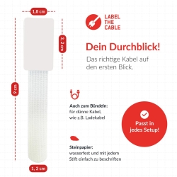 LTC Klettkabelbinderlabel Set wiederverwendbar, weiß,30er