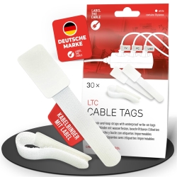 LTC Klettkabelbinderlabel Set wiederverwendbar, weiß,30er