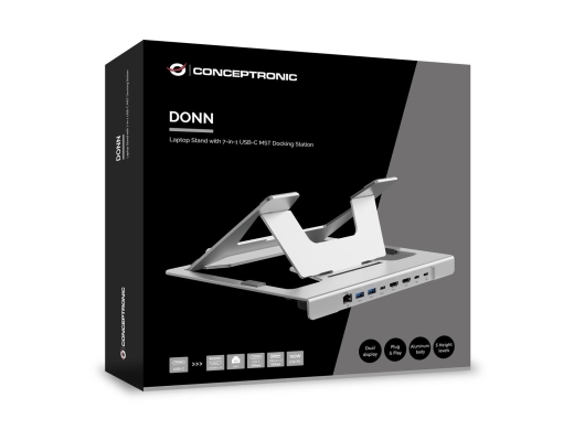 CONCEPTRONIC Notebook Halterung + 7-in-1 Docking silber