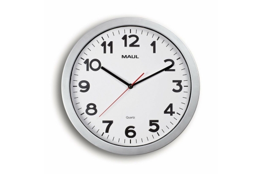 MAUL Wanduhr MAULstep, 35 cm, Quarzuhr, inkl. Batt., silber