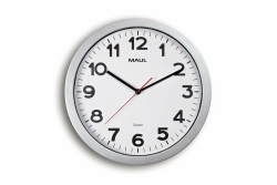 MAUL Wanduhr MAULstep, 35 cm, Quarzuhr, inkl. Batt., silber