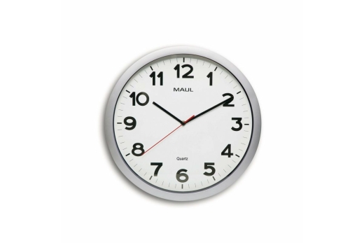 MAUL Wanduhr MAULstep, 40 cm, Quarzuhr, inkl. Batt.,silber