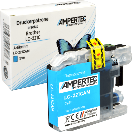 Ampertec Tinte ersetzt Brother LC-221C cyan