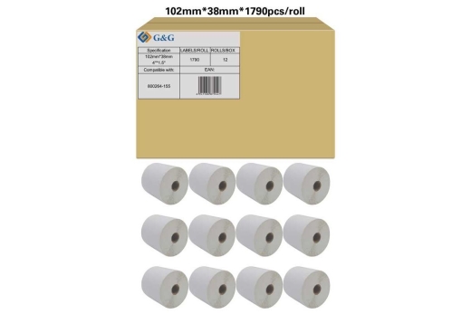 G&G 12x Etikettenrollen kompatibel mit Zebra 800264-155