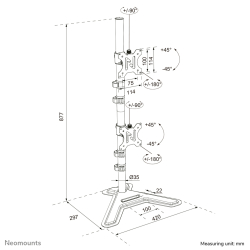 Neomounts Tischfuss 10-32 2TFT schwarz Max.9KG