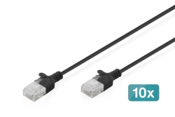 DIGITUS Patchkabel CAT 6 U-UTP Slim 0,3m Schwarz 10...