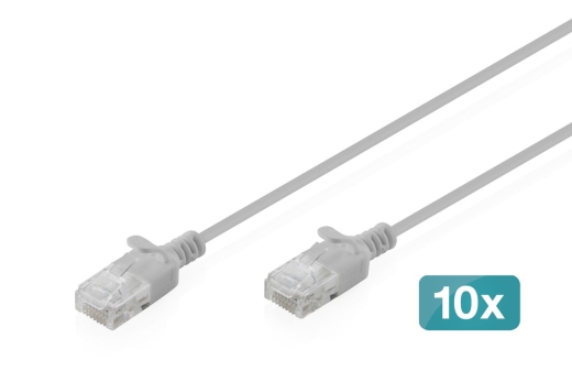 DIGITUS Patchkabel CAT 6 U-UTP Slim 2m Grau 10 Stück