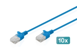 DIGITUS Patchkabel CAT 6 U-UTP Slim 2m Blau 10 Stück