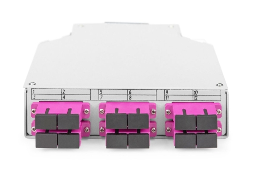 DIGITUS LWL Hutschienenbox, MM-OM4, bestückt mit SC-Adapter