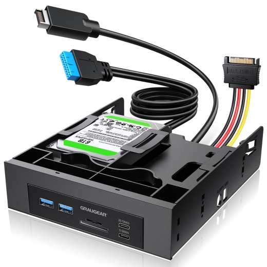 GRAUGEAR USB-HUB+Kartenleser Frontpanel m. 2,5 SSD Rahmen