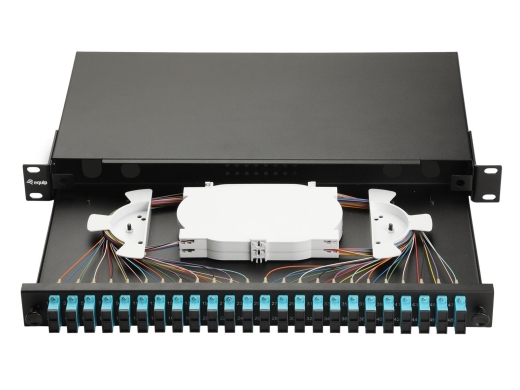 Equip LWL-Spleißkasten 24-Port LC-Duplex OM3 1U komplett sw