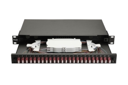 Equip LWL-Spleißkasten 24-Port LC-Duplex OM4 1U komplett sw