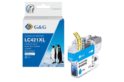 G&G Tinte komp. mit Brother LC421XLC Patr.(500 Seiten) Cyan