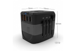 INCA Universal Reiseadapter +USA/EU/UK/AUS schwarz