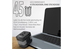 INCA Universal Reiseadapter +USA/EU/UK/AUS schwarz