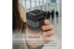 INCA Universal Reiseadapter +USA/EU/UK/AUS schwarz