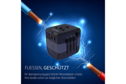 INCA Universal Reiseadapter +USA/EU/UK/AUS schwarz