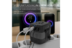 INCA Universal Reiseadapter +USA/EU/UK/AUS schwarz