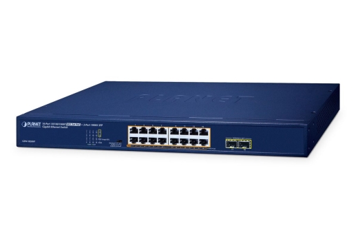 PLANET 16-Port 10/100/1000T 802.3at PoE 250W + 2-Port SFP