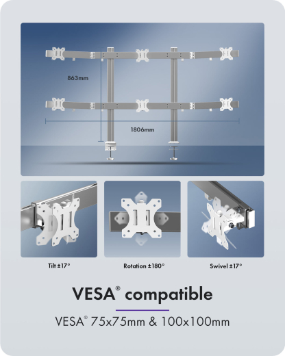 Monitorständer IcyBox für 6x 32 Monitore Diamond Stand 666