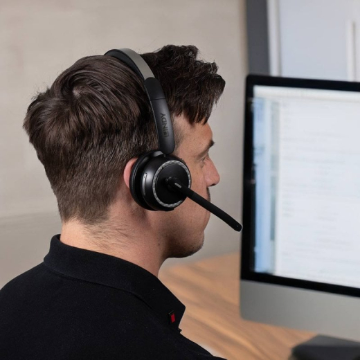 LINDY L118 Kabelloses Büro-Headset mit Ladestation, Plug/Pla