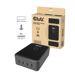 Club3D Ladegerät 4xUSB Typ C PD3.1 240W, GaN retail