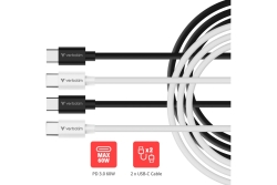Verbatim Sync & Charge USB-C to USB-C 60W 100cm - 2 Pack
