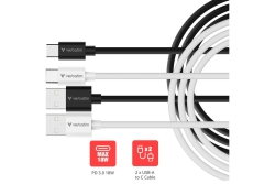 Verbatim Sync & Charge USB-A to USB-C 18W 100cm - 2 Pack