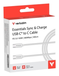 Verbatim Sync & Charge USB-C to USB-C 100W 3m - White