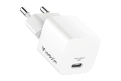 Verbatim Mini GaN Charger 20W EU with 1m USB-C to USB-C cab.
