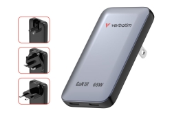 Verbatim Slim GaN Charger 2 Port 65W (EU/UK/US) Grey