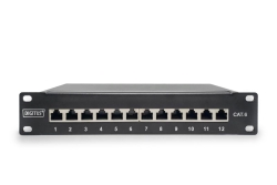 DIGITUS Patchpanel 1HE 12-Port Cat6 ClassE geschirmt schw.