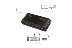 Logilink USB-HUB 4-Port m. Netzteil schwarz